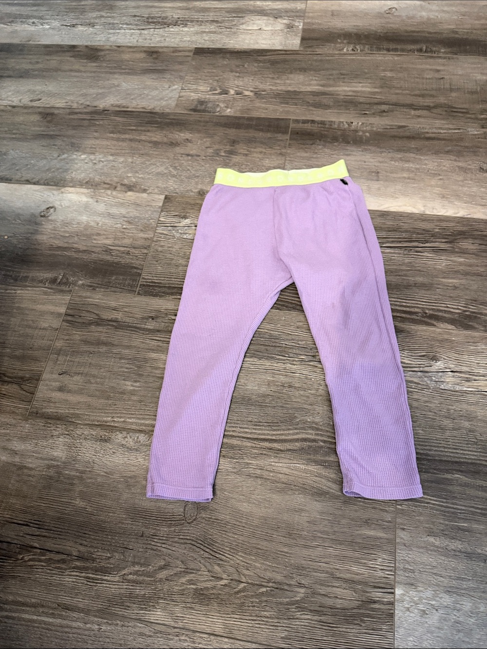 Bonds Kids Lavender Ribbed Leggings with Yellow Waistband